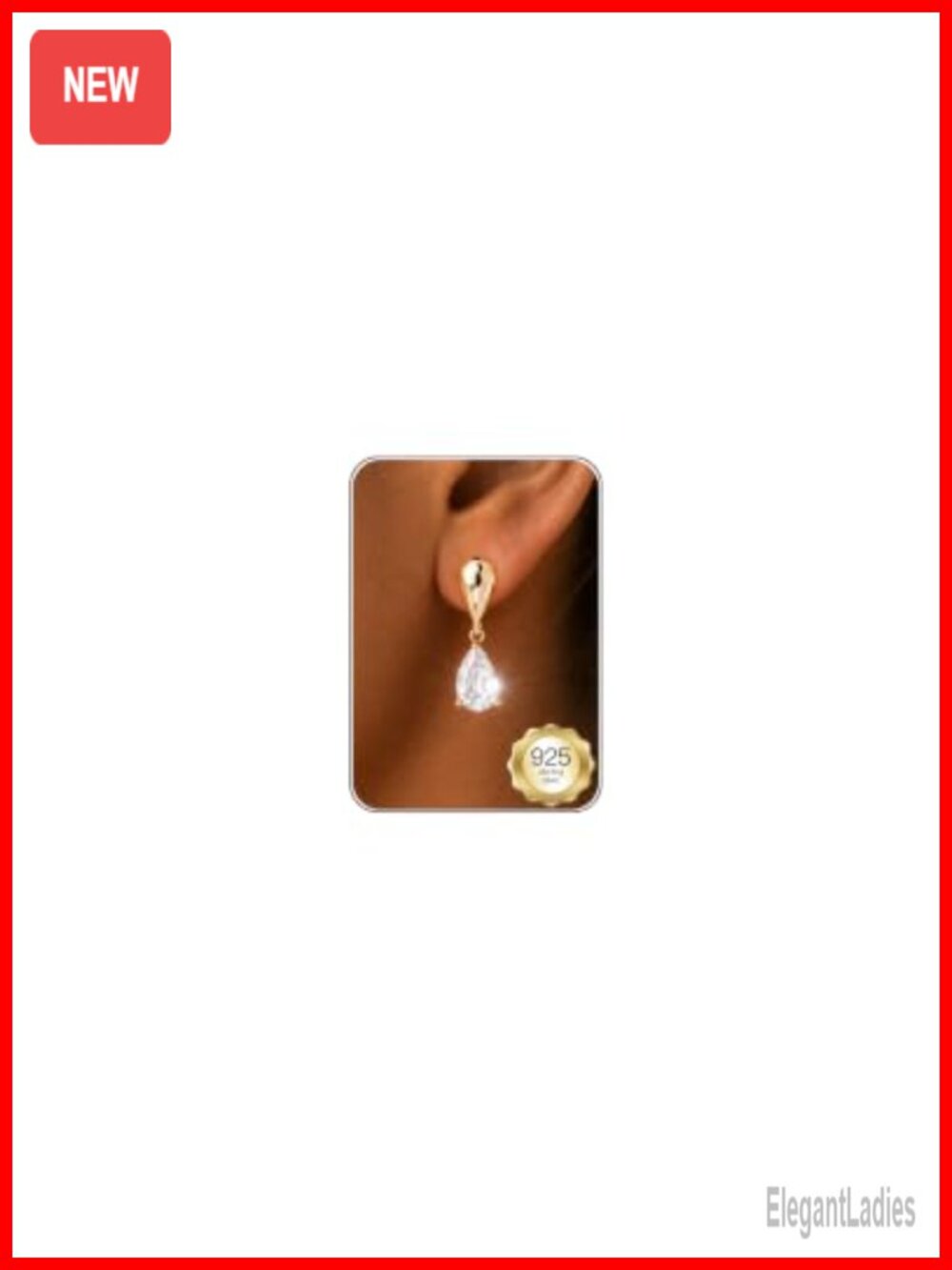 14K Gold Plated CZ Teardrop Drop Dangle Earrings Wedding Bridal